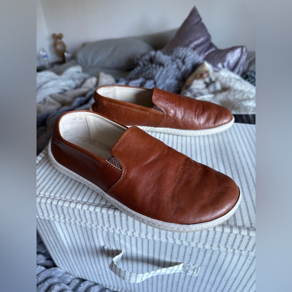 Aintap Barefoot Women’s Slip On Cognac Brown Smooth Leather Shoes